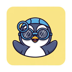 Fototapeta premium Cartoon Penguin Wearing Diving Goggles.