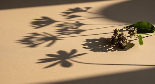 Flower and its shadow cast by sunlight dark