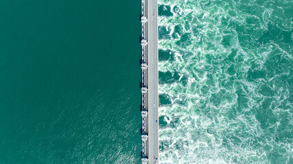 Aerial View of Oosterscheldekering Storm Surge Barrier, Netherlands © Vit Onopriienko