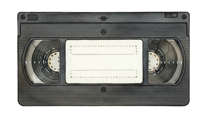 Vintage VHS Video Cassette Tape Illustration on White Background Retro Media Entertainment Object