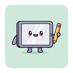 Cartoon Television Character Holding Pencil.