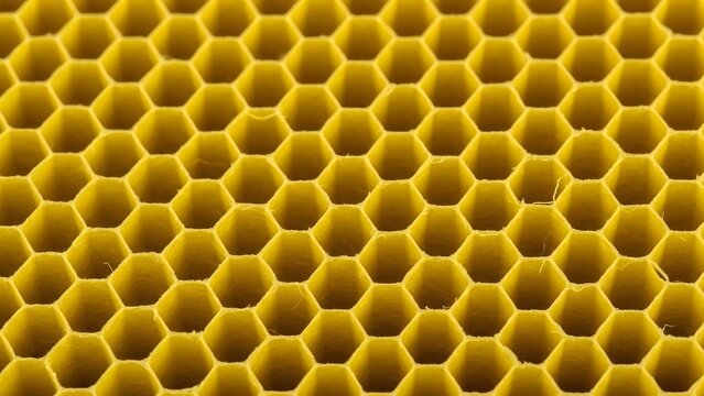 Macro top view of a yellow aramid honeycomb core