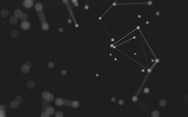 Abstract background. Molecules technology with polygonal shapes, connecting dots and lines. Connection structure. Big data visualization.