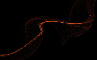 Dark abstract background with a glowing abstract waves