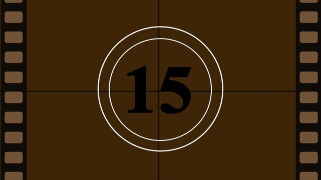 Old film strips countdown movie from 20 to 0 animation 4k