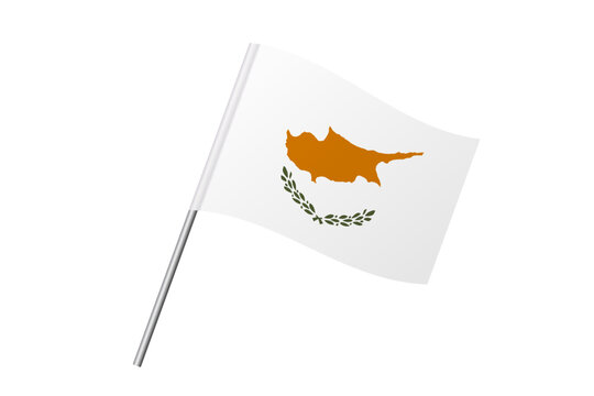 Cyprus flag - wavy stick flag of country, cultural identity and heritage. Represents national pride and unity. Vector flag isolated on white background.