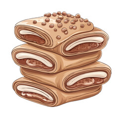 Stack of chocolate pastry isolated on white background, Vector, illustration
