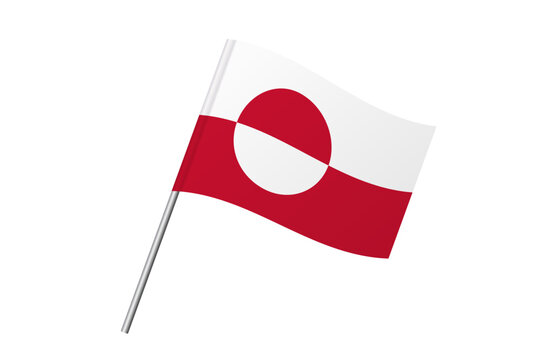 Greenland flag - wavy stick flag of country, cultural identity and heritage. Represents national pride and unity. Vector flag isolated on white background.