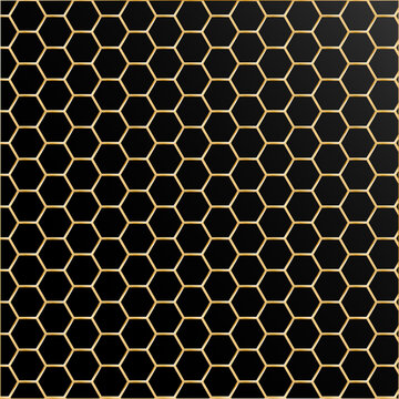 Luxury Gold Hexagon Pattern on Black Background &ndash; Elegant Geometric Vector Texture