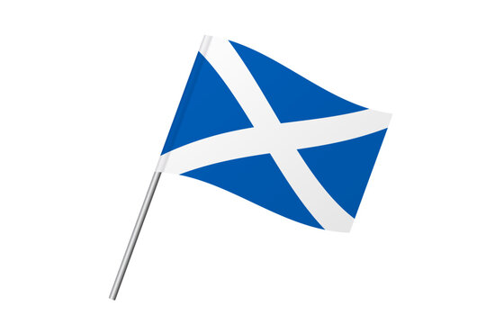 Scotland flag - wavy stick flag of country, cultural identity and heritage. Represents national pride and unity. Vector flag isolated on white background.