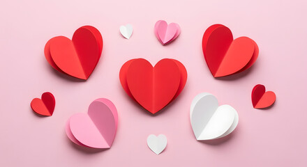 Seamless vector illustration of red and pink hearts on a white background forming a romantic pattern design for Valentine Day love and passion symbols