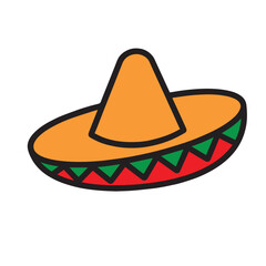 miexican sombreto hat icon flat vector