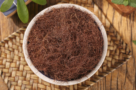 Dried Corn Silk Husk in Bowl - Traditional Herbal Tea Recipe Ingredient from Natural Farmer Harvest