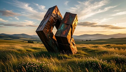 Abstract Sculpture in Rolling Fields