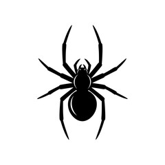 Obraz premium Black Spider Silhouette - Arachnid Icon on White Background.