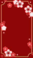 シンプルでかわいいスマホ壁紙、梅の花のフレーム型装飾