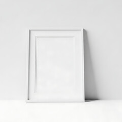 Minimalist White Photo Frame Mockup on a Bright Clean White Background
