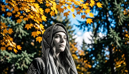 Reflective Moment in Autumn Forest