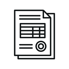 Official business document with seal line style icon. Contract or invoice symbol. Vector illustration for finance, legal, and office administration