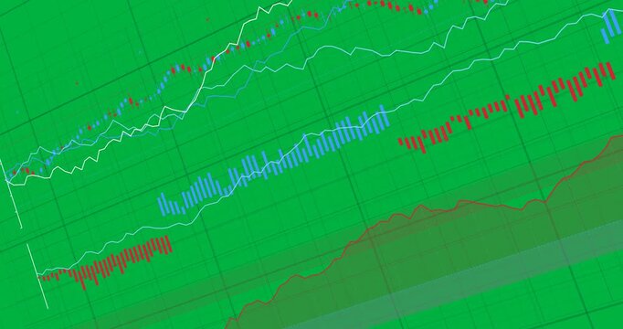 Frames starting data chart showing rising lines and bars rotating cam showing trends transparent-bg