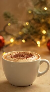 Cozy Coffee with Christmas Decor.
