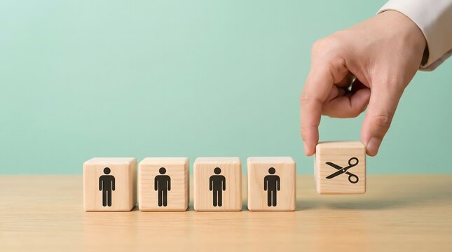 Diversity exclusion concept with wooden blocks