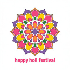 Vibrant holi festival greeting with a beautiful colorful floral mandala Vector, illustration