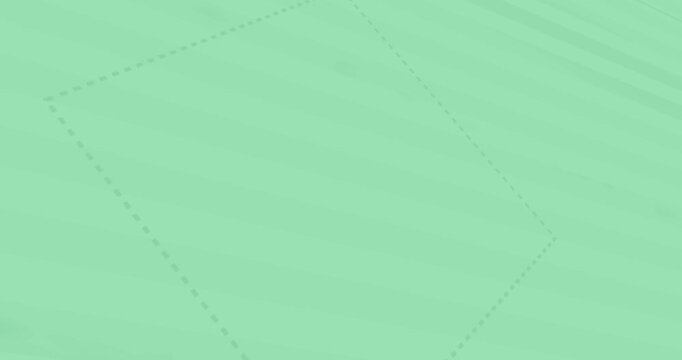 On play dashed pentagon moving, rotating across transparent canvas bands shifting creating parallax