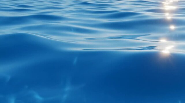 Ripples on Calm Blue Water Surface.