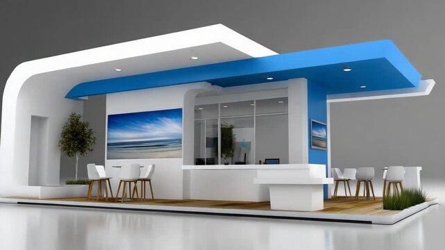 Modern office space design featuring large windows and a simple layout for a collaborative work environment