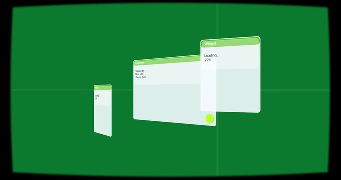 On load 3 UI panels floating rotating updating 24% Messenger dominating showing demo transparent bg