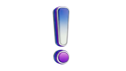 3D Exclamation Mark Symbol with Chrome and Gradient Colors