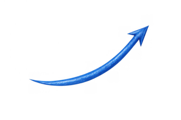Blue textured 3d arrow showing upward trend, progress, growth, increasing profit, and positive sales chart direction