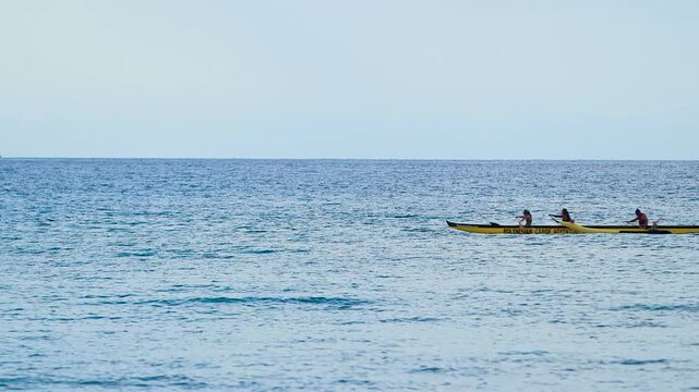 Paddling canoe in Hawaii