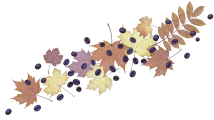 Autumn Leaves and Coffee Beans Arrangement