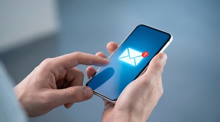 Person holding smartphone displaying cloud storage upload or download process with progress indicator