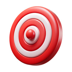 Obraz premium 3d render of a red and white target with a bullseye on a transparent background