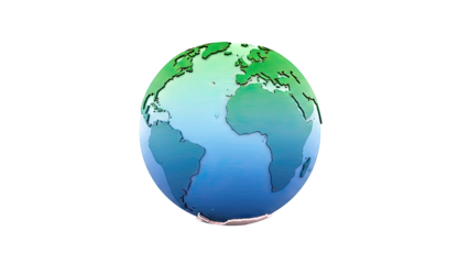 3D Earth Globe with Green and Blue Gradient on White Background