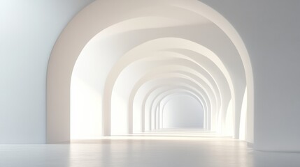 Bright and Spacious White Architectural Interior with Arched Design