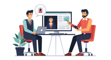 Software Development Team Discussing Bug in Project