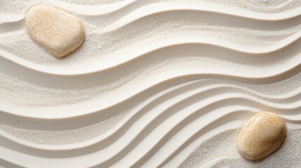 Smooth Sand Patterns with Stones on Zen Style Natural Surface