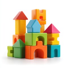Naklejka premium building blocks and puzzle isolated on a white background
