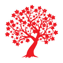 Red Floral Tree Icon