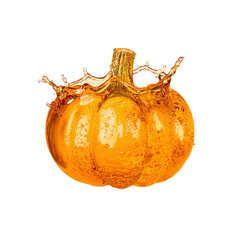 Orange Pumpkin PNG with Water Drops and Glossy Texture in 4K Studio Lighting