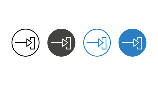 Set of exit or logout icons in different styles and colors.