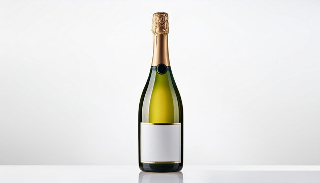 Prosecco Bottle With Blank Label On White Background Easily Apply Your Custom Design On The Label