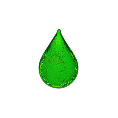 Glass Green Teardrop Water Droplet with Clear Reflection and Refraction PNG