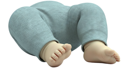 Baby's Feet and Legs in Grey Pants
