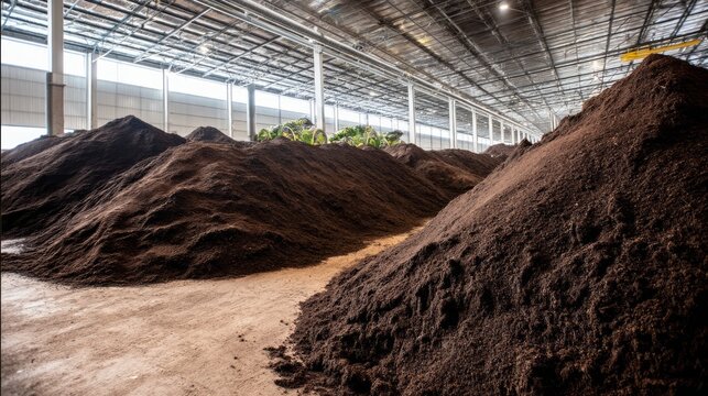 Indoor Composting Facility with Windrows Under Cover of Organic Material and Soil