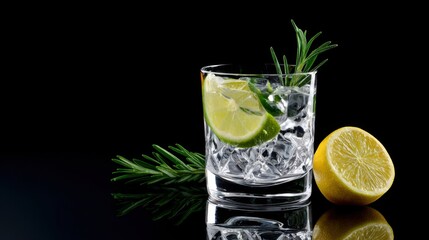 Fototapeta premium Refreshing Citrus Cocktail with Lime and Lemon Garnish